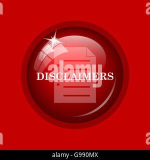 Disclaimers icon. Internet button on red background. Stock Photo