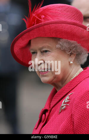 Queen Elizabeth II on walkabout during a visit to Cambridge, England on ...