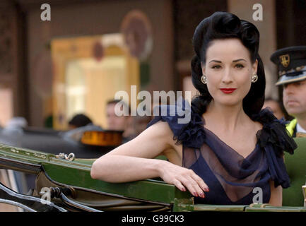 Dita Von Teese outside Harrods in Central London where she signed copies of her book at the Waterstones book shop. Stock Photo