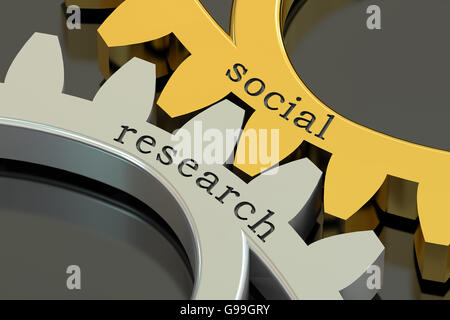 Social Research concept on the gearwheels, 3D rendering Stock Photo