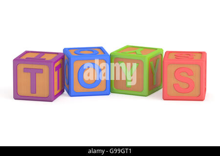 Toy cubes, toys concept. 3D rendering isolated on white background Stock Photo