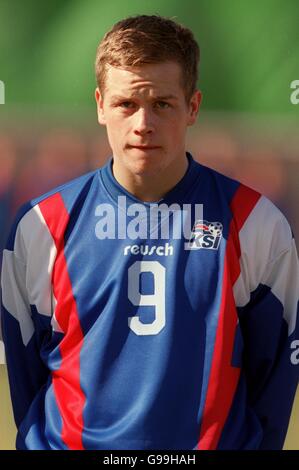 Soccer - Nordic Championships 2000-01 - Norway v Iceland - La Manga, Spain. Iceland's Heidar Helguson Stock Photo