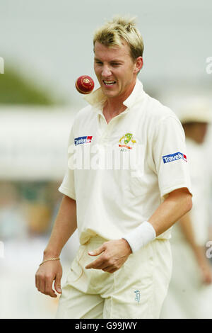 Cricket - Tour Match - Leicestershire v Australia - Grace Road. Brett Lee, Australia Stock Photo