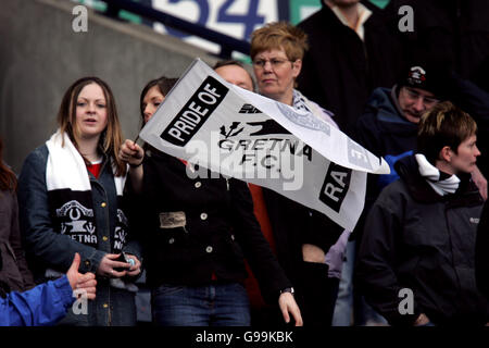 Soccer - Tennents Scottish Cup - Semi-Final - Gretna v Dundee - Hampden Park. Gretna fans show support for their side Stock Photo