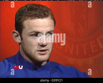 Video grab image taken from MU TV of Manchester United and England striker Wayne Rooney during an interview. Picture issue date: Tuesday May 2, 2006. See PA story SOCCER Rooney. Photo credit should read: PA/Copyright MU TV. Stock Photo