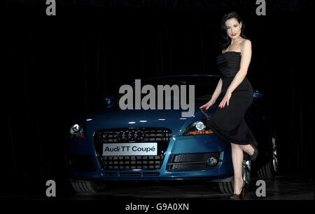 Dita Von Teese unveils the new Audi TT Coupe car at The Bridge in South East London. Stock Photo