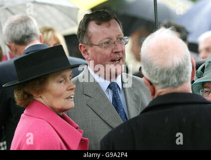 Former Ulster Unionist Party leader David Trimble (centre) at a garden party at Hillsborough Castle attended by the Prince of Wales and the Duchess of Cornwall. Stock Photo