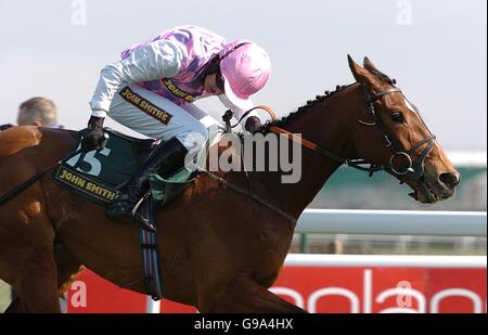 Star De Mohaison ridden by Barry Geraghty in The John Smith's Mildmay Novices' Steeple Chase (Class 1) Stock Photo