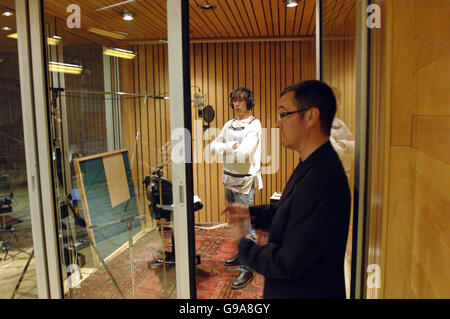 Producer Stephen Street (R) and singer Jimmy Pursey at the Olympic Studios in Barnes, South West London. Stock Photo