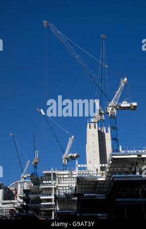 Cranes on construction building site London Stock Photo