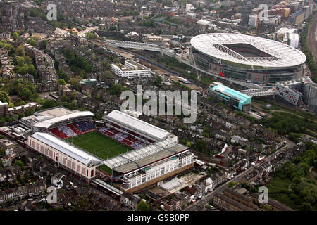 Aerial Views of London. An aerial view of Highbury as Arsenal play their last match at the ground before moving to their new stadium at Ashburton Grove Stock Photo