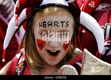 Hearts fan Rebecca Jones aged 9 from Musselburgh arrives at Hampden Park, Glasgow for the Tennents Scottish Cup final against Gretna. Stock Photo