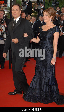 Tom Hanks and his wife Rita Wilson arrive for the premiere of The Da Vinci Code, at the 59th Cannes Film Festival, Cannes, France. Stock Photo