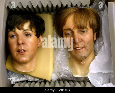 Waxwork models of The Beatles arrive at Lime Street Station in Liverpool. PRESS ASSOCIATION Photo. Picture date: Wednesday 24 May 2006. The first ever wax models from the Hard Day's Night era are going to the Beatles Story museum in Liverpool. PRESS ASSOCIATION Photo. Photo credit should read: Martin Rickett/PA Stock Photo