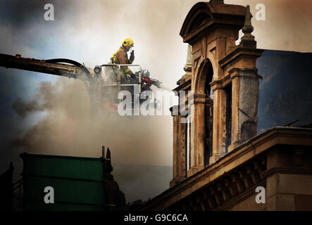 Firefighters fighting a blaze at ParkTerrace in Glasgow. Stock Photo