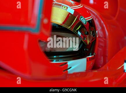 Formula One Motor Racing - French Grand Prix - Practice. Michael Schumacher watches the times during practice for the French GP Stock Photo