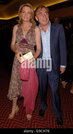 Andrew Lloyd Webber (right) and his wife Madeleine Gurdon attend the first night of the musical Evita, at the Adelphi Theatre, central London. Stock Photo