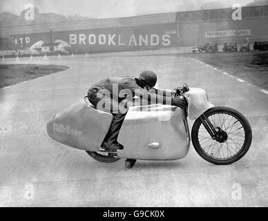 Motorcycling - Eric Fernihough - Brooklands Stock Photo