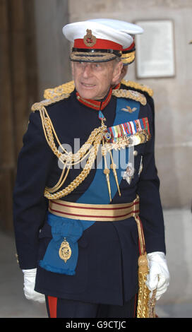 HRH Prince Philip Duke of Edinburgh attends the Beating Retreat on Horse Guards Parade, London as part of the national events to mark the Queen's 80th Birthday and Prince Philips 85th birthday. Stock Photo