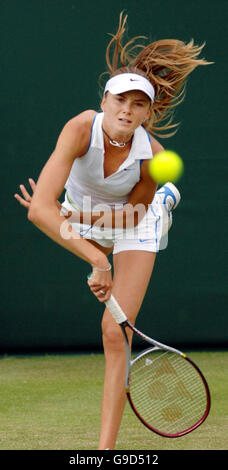 Slovakia's Daniela Hantuchova in action against USA's Jamea Jackson during the second round of The All England Lawn Tennis Championships at Wimbledon. Stock Photo