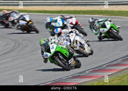 Motorcycle racer Daniel Sutter, #56, Switzerland, competes in the IDM Supersport cup on August 21, 2011 in Zeltweg, Austria Stock Photo