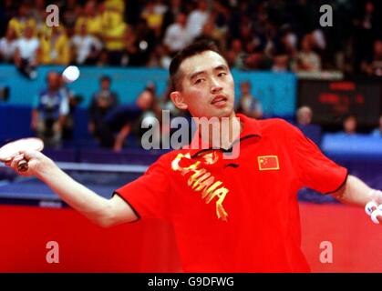 Sydney 2000 Olympics - Table Tennis - Men's Singles Finals. China's Linghui Kong in action on his way to a Gold medal Stock Photo