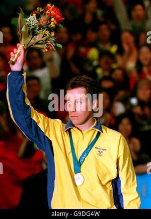 Sweden's Jan-Ove Waldner acknowledges the crowd after winning a Silver medal Stock Photo