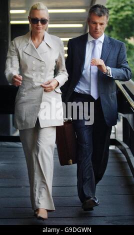 Model and actress Caprice Bourret arrives with lawyer Nick Freemanat Highbury Magistrates Court in London to face drink driving charges. Stock Photo