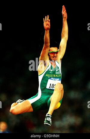 Sydney 2000 Olympics - Athletics - Men's Lomng Jump. Australia's Jai Taurima jumps for a Silver medal Stock Photo