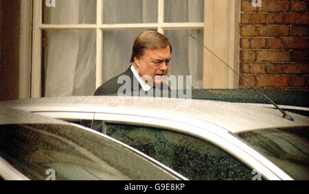 Deputy Prime Minister John Prescott leaves his London home, after his office confirmed that Westminster's sleaze watchdog had launched a preliminary inquiry into allegations surrounding Mr Prescott and claims that he had meetings with the American billionaire behind the company which owns the Millennium Dome. Stock Photo