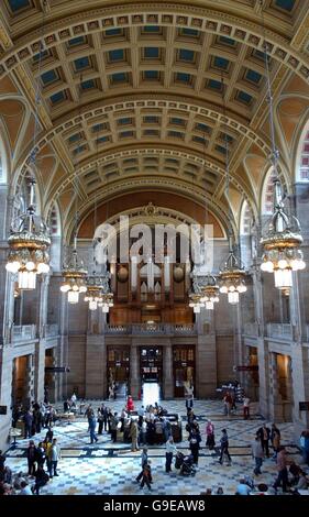 Visitors enter the newly reopened Kelvingrove Art Gallery and Museum in Glasgow.