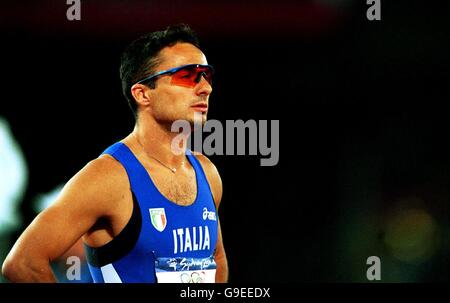 Sydney 2000 Olympics - Athletics - Men's 400m Hurdles. Italy's Fabrizio Mori Stock Photo