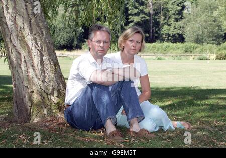 David Bermingham, one of three British bankers facing extradition to face trial in the USA, and his wife Emma in the garden of their home in Goring-on-Thames. Stock Photo