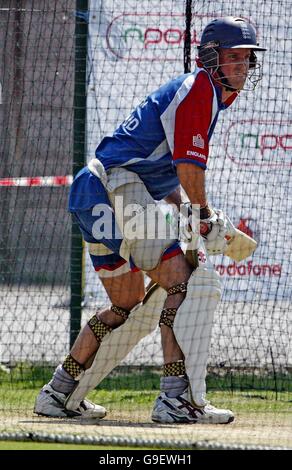 England captain Andrew Strauss during a practice session at Old Trafford, Manchester. Stock Photo