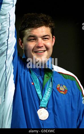 Sydney 2000 Olympics - Wrestling -130kg. Dmitry Debelka from Belarus with his bronze medal Stock Photo