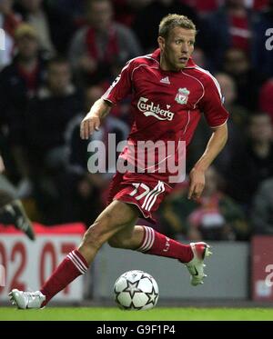 Liverpool's Craig Bellamy in action against Maccabi Haifa during the Champions League third qualifying round, first leg match at Anfield, Liverpool. Stock Photo