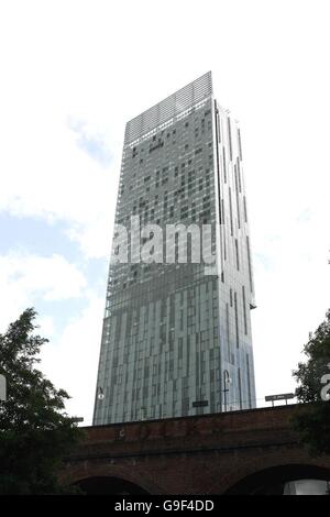 The Beetham Tower, the UK's tallest residential building, under construction in Manchester. Stock Photo