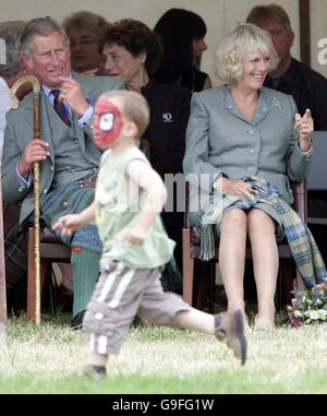 The Prince of Wales and the Duchess of Cornwall duirng the Mey Highland games in Caithness. Stock Photo