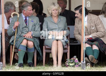 The Prince of Wales and the Duchess of Cornwall duirng the Mey Highland games in Caithness. Stock Photo