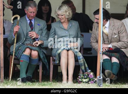 The Prince of Wales and the Duchess of Cornwall duirng the Mey Highland games in Caithness. Stock Photo