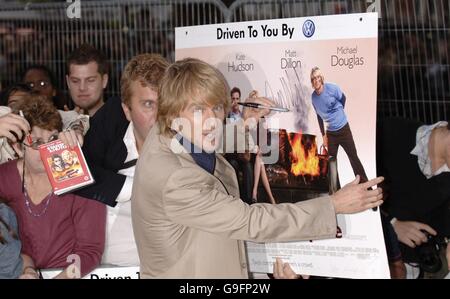 UK Premier of You, Me & Dupree. Owen Wilson arrives for the UK Premier of You, Me & Dupree, at the Odeon Leicester Square, central London. Stock Photo