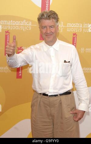 David Lynch attends a photocall for his new film Inland Empire at the Palazzo del Casino, Venice, Italy during the 63rd Venice Film Festival. Stock Photo
