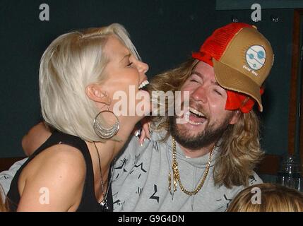 Kimberley Walsh, Sarah Harding (pictured) and Cheryl Tweedy from Girls Aloud join Justin Lee Collins (pictured) and Alan Carr in the studio, during a sketch for the final episode of The Friday Night Project, at the Olympic Studios in Barnes, London. Stock Photo