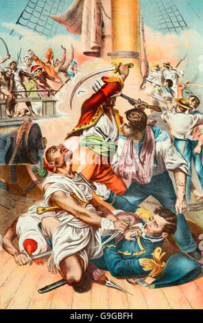 Saving the Life of Commodore Stephen Decatur during the Barbary Wars Stock Photo