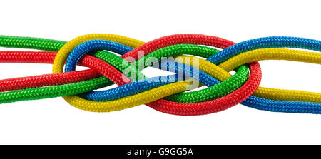 Marine tie from colorful ropes isolated on white Stock Photo