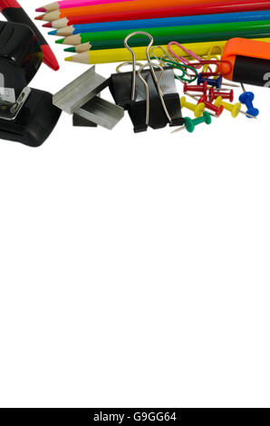 Stationery, office and student accessories isolated on white background Stock Photo
