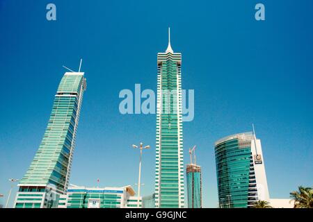 Bahrain Financial Harbour BFH development in Manama, the modern capital of Bahrain. Commercial East and West towers and GB Corp Stock Photo