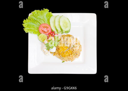 Stir-fried spicy rice with seafood, Thai food Stock Photo