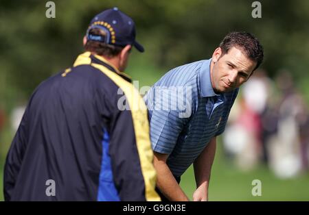 Golf - 36th Ryder Cup - Practice - The K Club. (R-L) Sergio Garcia and Ian Woosnam. Stock Photo