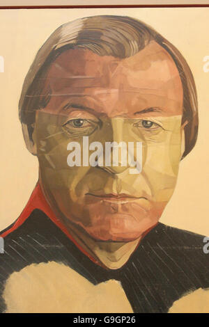 A portrait of controversial Irish Taoiseach Charles Haughey entitled 'The General' by contemporary artist Philip Moss, on display at the James Adam auction in Dublin. Stock Photo